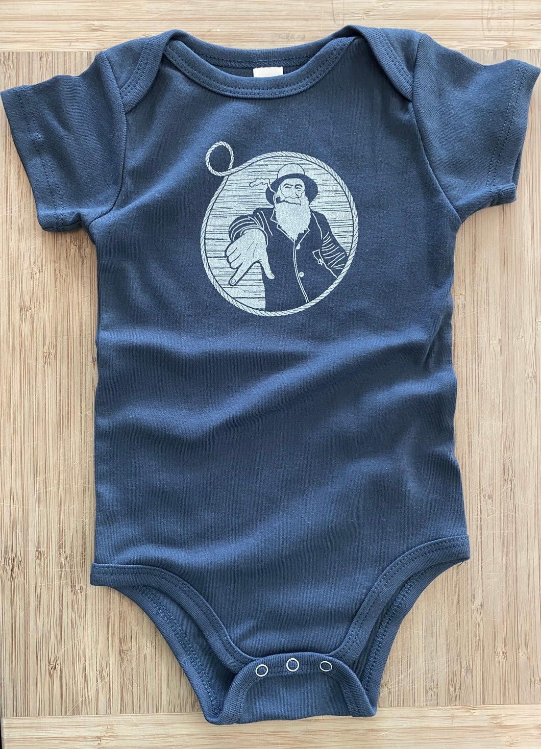 Dusty Blue Captain Doug Baby Onesie