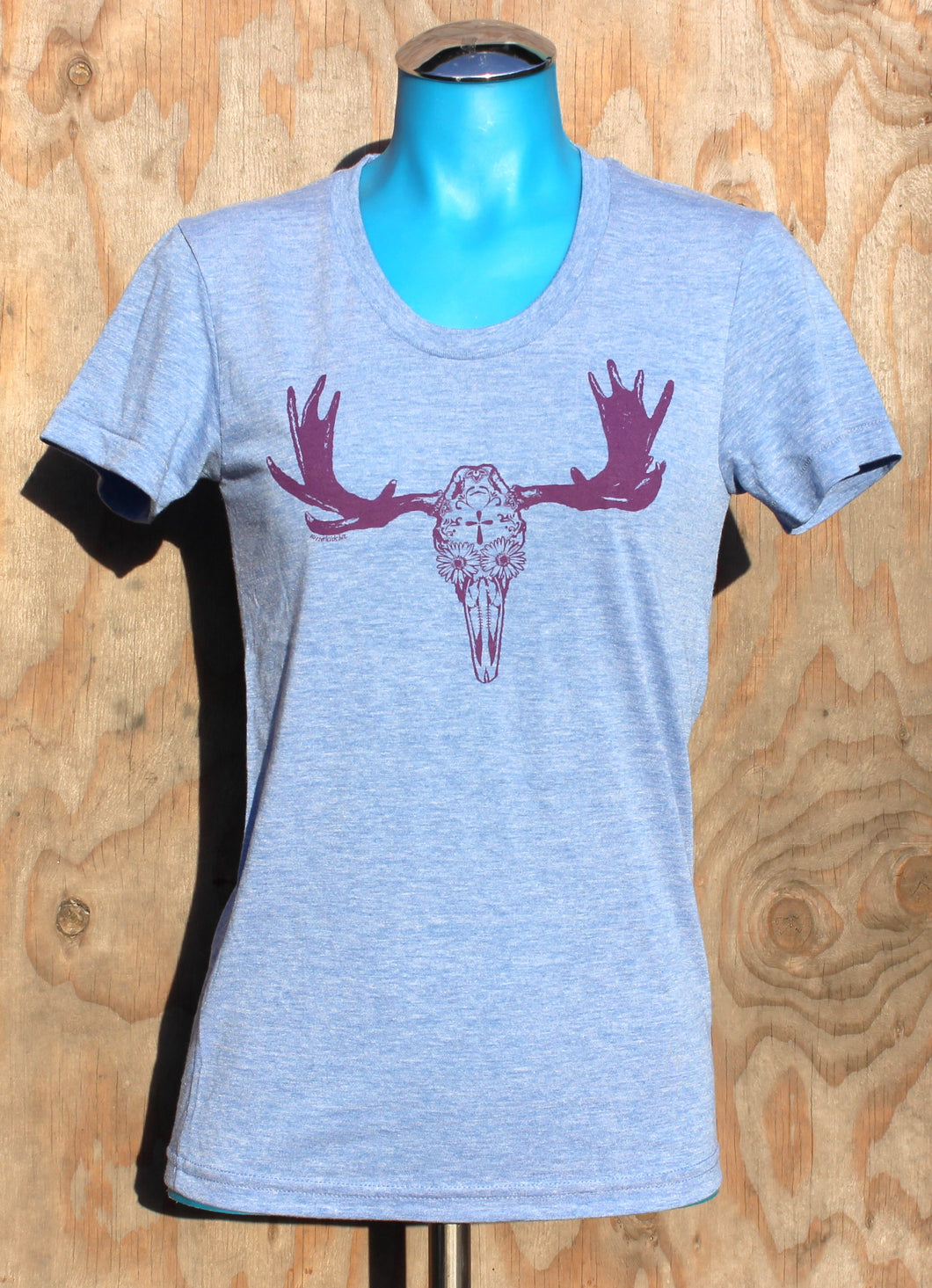 Women's Powder Blue Day of the Dead Moose Tee